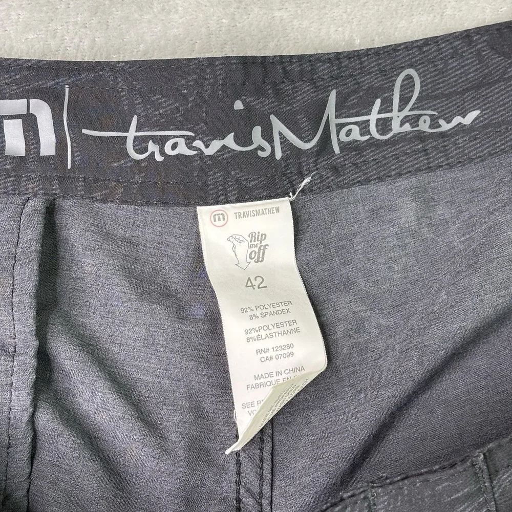 Travis Matthew Board Shorts Mens 42 Black Palm Tree Swim Trunks Zipper Pocket - Picture 4 of 14